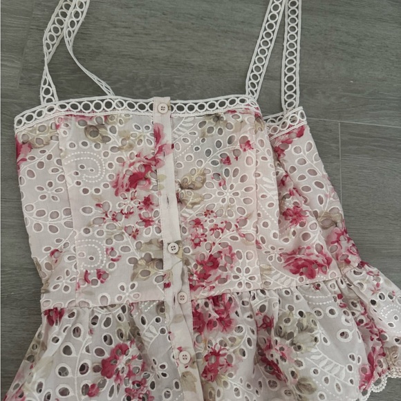 Aqua Pink Floral Eyelet Midi Dress - Picture 3 of 5